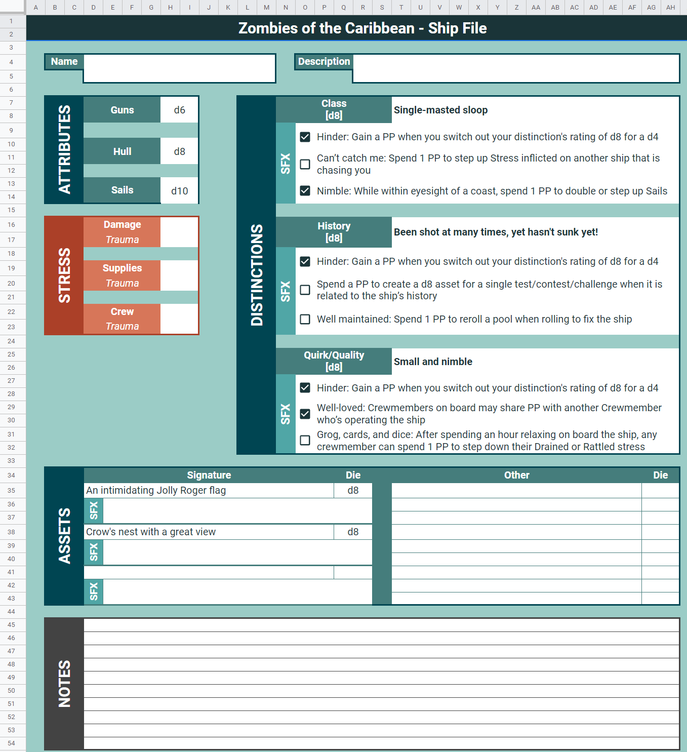 Ship Sheet